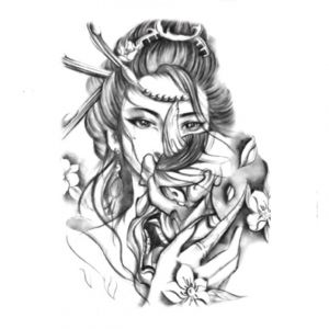 Nalepovací Tetování - Geisha s maskou (426)