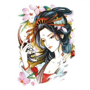 Nalepovací Tetování - Geisha s maskou (429)