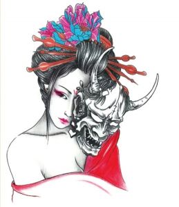 Nalepovací Tetování - Geisha s maskou (476)