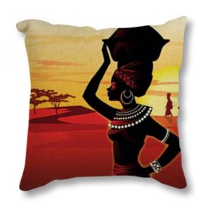 Povlak na polštář v Africkém stylu - Africká žena při západu slunce 2