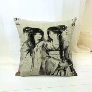 Povlak na polštář v japonském stylu - Geishy v Kimonu