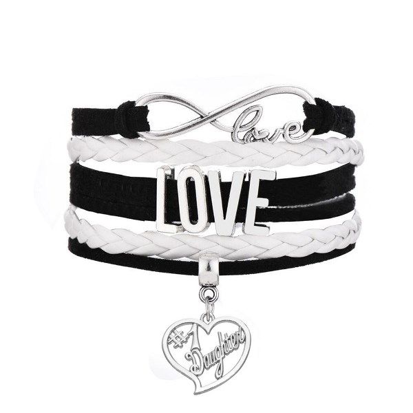 Vícevrstvý náramek s motivem - Nekonečno, Love, srdce, Dcera - Černo bílý Jewelry