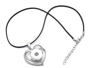SNAP Náhrdelník s přívěškem Dvojité srdce - pro připnutí snap ozdoby Jewelry