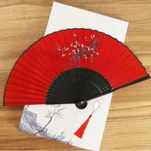 Japonský vějíř: Švestkový květ - Rudě červený