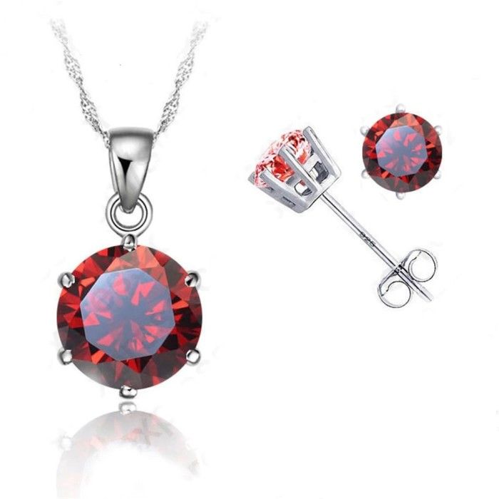 Set -náhrdelník + náušnice - Kolečka - Červené Jewelry