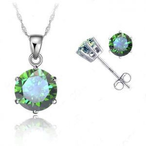 Set -náhrdelník + náušnice - Kolečka - Světle zelené