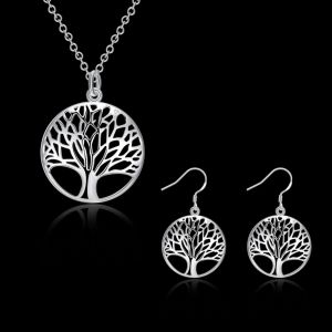 Set -náhrdelník + náušnice - Strom života - Stříbrný