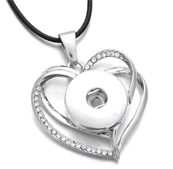 SNAP Náhrdelník s přívěškem Dvojité srdce - pro připnutí snap ozdoby Jewelry