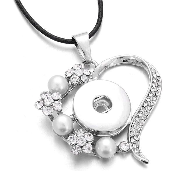 SNAP Náhrdelník s přívěškem Perlové srdce - pro připnutí snap ozdoby Jewelry