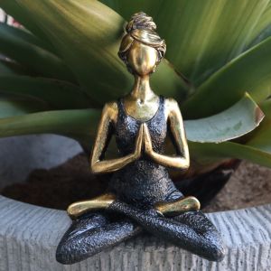 Yoga dívka socha - Černo Bronzová 24 cm