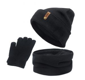 Zimní souprava šála, čepice, rukavice - Sytě černá