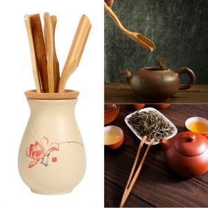 6-ti dílná oválná sada čajového náčiní Gong-Fu z bambusu - M Made in China
