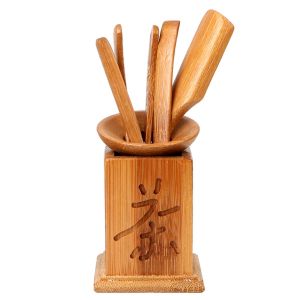 6-ti dílná sada čajového náčiní Gong-Fu z bambusu - S Made in China
