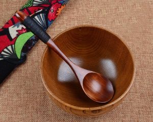 Tradiční dřevěná lžíce s ručním vázáním (L) - tmavé vázání 16,5 cm Made in Japan