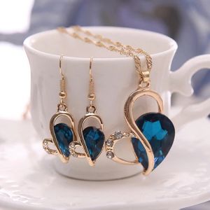 Set -náhrdelník + náušnice - Oceánově modré srdce Jewelry
