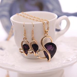 Set -náhrdelník + náušnice - Purpurové srdce Jewelry